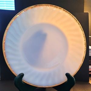 Fire King Milk Glass Swirl Plate Gold Trim Replacement Plate